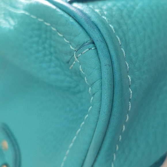 Women's Cole Haan Teal Leather Satchel Handbag -REFURBISHED - Picture 10 of 14